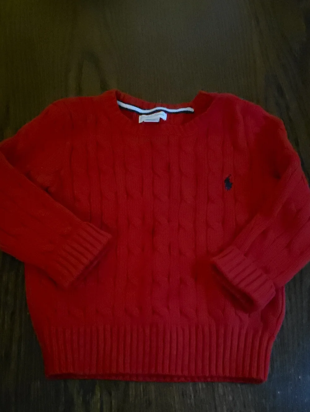 Ralph Lauren Red Cable-Knit Crewneck Sweater